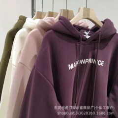 アメリカ風ベルベットは秋冬の新型フード付きの女性韓国版のコートがゆるい上着の学生カップル服を厚くした