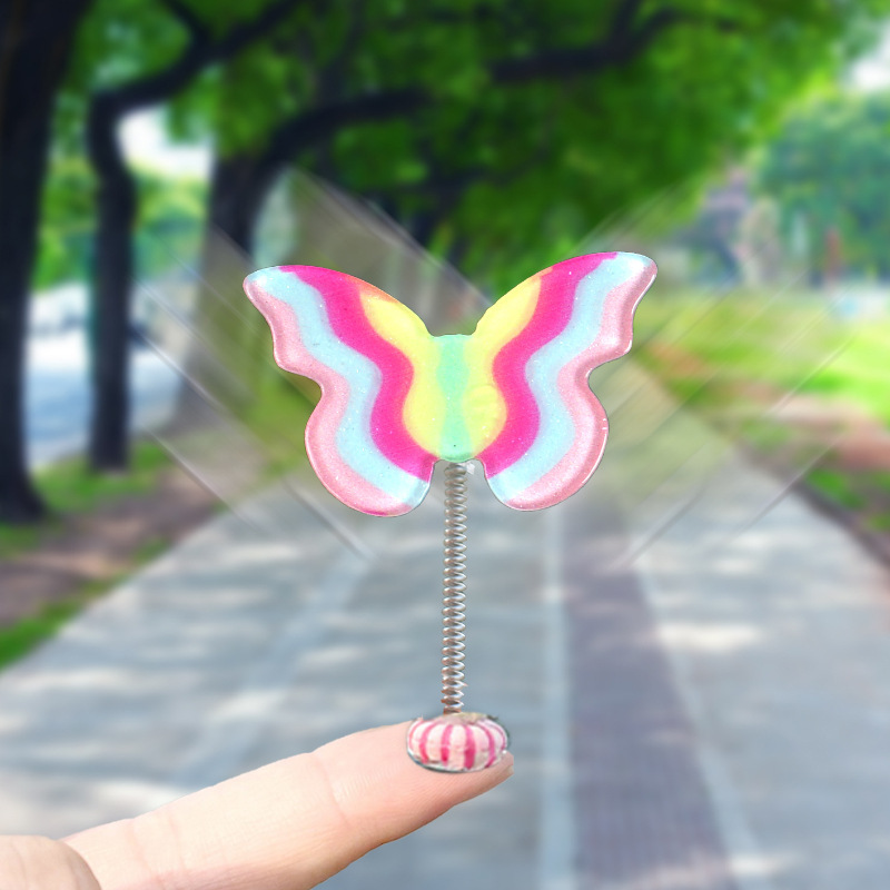 [Transfronterizo] Chica corazón arco iris decoración de coche coche sacudiendo la cabeza amor lindo primavera oscilante decoración de coche