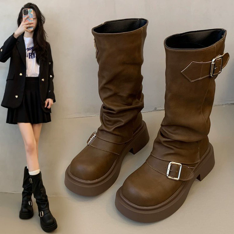 Mid‑calf boots (Martens), American style, platform sole, sizes 35–40