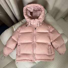 儿童韩系面包服服羽绒丝服连帽保暖洋气纯色时尚小儿童冬装外套潮