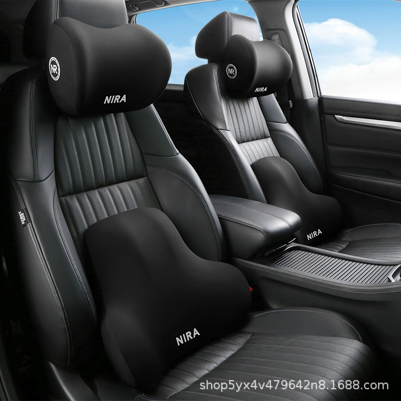 Memory foam car headrest and lumbar support set, car seat cushion, waist protector, car backrest lumbar cushion, waist support pillow