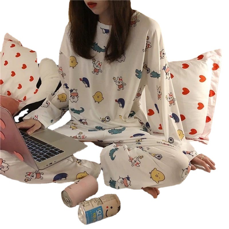 Pijamas de manga larga de las mujeres de primavera y otoño más tamaño pijamas de verano de las mujeres ropa de abrigo estilo coreano pijamas de las mujeres más tamaño traje de desgaste para el hogar