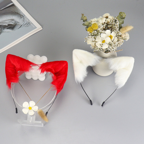 Hand-made simulated fox cat ears headband plush animal ear headband cosplay costume props KC headwear accessories