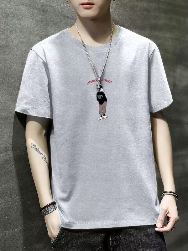 Camiseta nuevo estilo cuello redondo manga corta verano hombres ropa exterior transpirable casual simple camiseta ropa superior