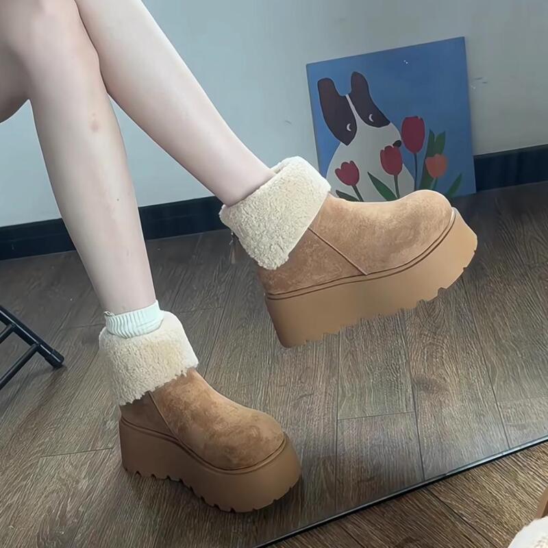 Women's Versatile Shoes 2025 Winter Thick-Soled Warm Plush Platform Cotton Shoes Height-Increasing Fashion Snow Boots