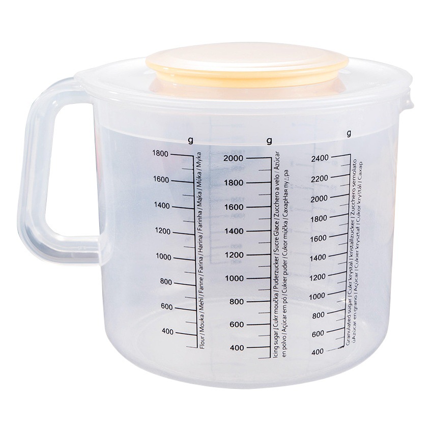 Taza de medición para hornear de plástico con tapa a prueba de salpicaduras taza de medición para hornear taza de medición para el hogar con escala 5l de gran capacidad