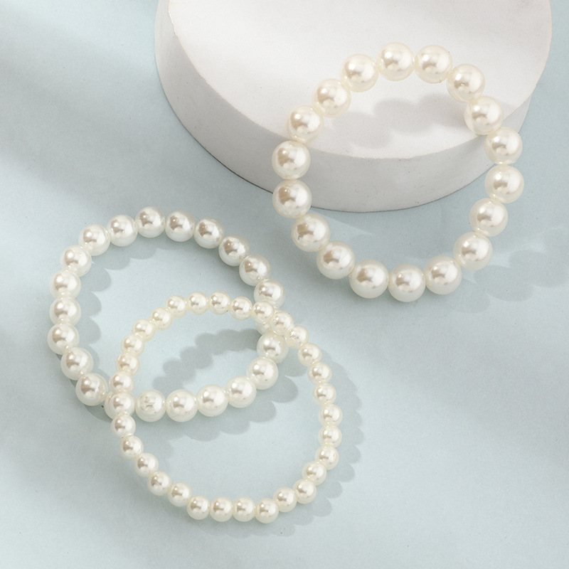 Simple Rice-shaped Pearl Three-piece Children's Bracelet Set Wholesale Nihaojewelry display picture 5