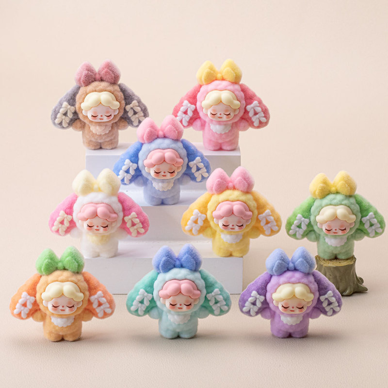 植毛垂耳蝶結びウェンディーdiyアクセサリーぬいぐるみ樹脂人形盲袋萌え粒キーホルダー装飾置物|undefined