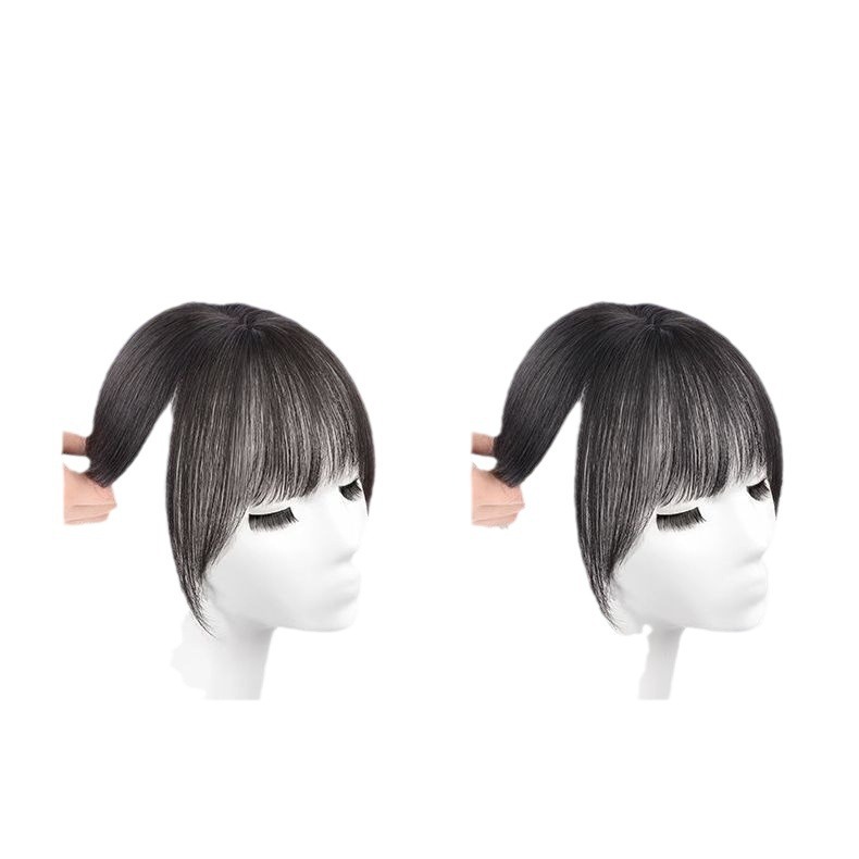 Flequillo de aire 3D estilo francés, pelo sintético natural en la frente para cubrir las canas, postizo de mujer para cubrir la calvicie y pieza de reemplazo de cabello.