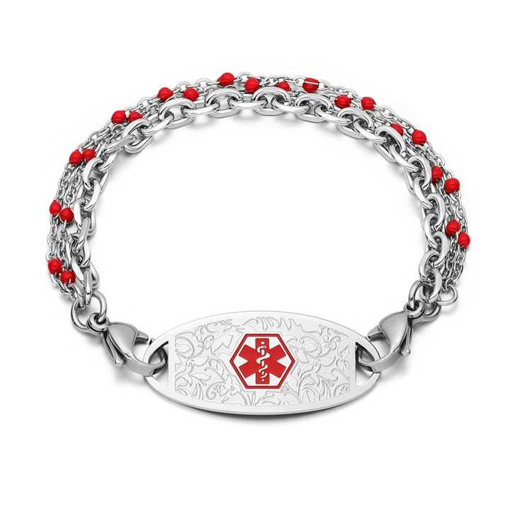 Cross-Border European and American Hot-Selling Simple Medical Symbol Beaded Bracelet for Women DIY Custom Engraving Stainless Steel Bracelet Jewelry