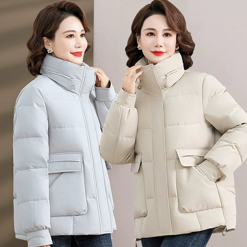 Зимняя куртка для мамы среднего возраста 2024 новый пуховик женский короткий среднего и пожилого возраста толстая хлопчатобумажная куртка осенью и зимой