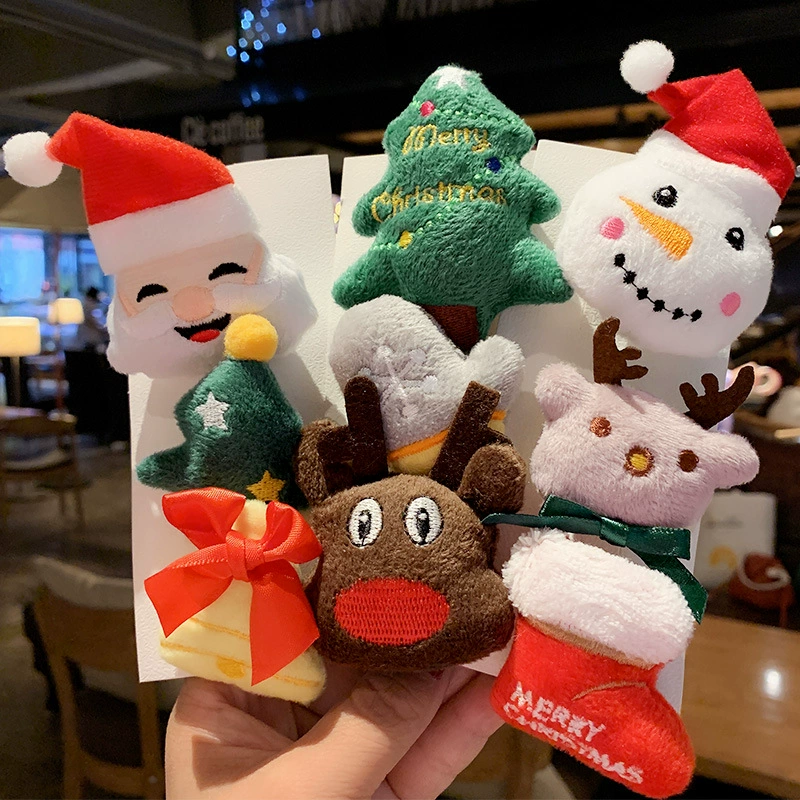 Christmas cartoon plush cute brooch, pin for elderly, decorations, badge, Birthday gift, wholesale