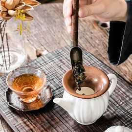 国潮新款紫铜入茶器 紫砂壶投茶器功夫茶道配件圆形茶叶茶道用具