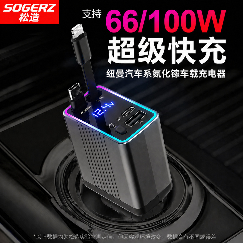 Newman Car Charger 66W Super Fast Charging Cigarette Lighter Adapter Plug with Dual USB Ports for Car Charging