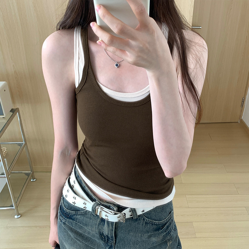 Foreign Trade Ready-To-Ship Versatile Outerwear Hot Girl Style Camisole for Women, Summer 2026 New Spring Slim Fit U-Neck Sleeveless Top