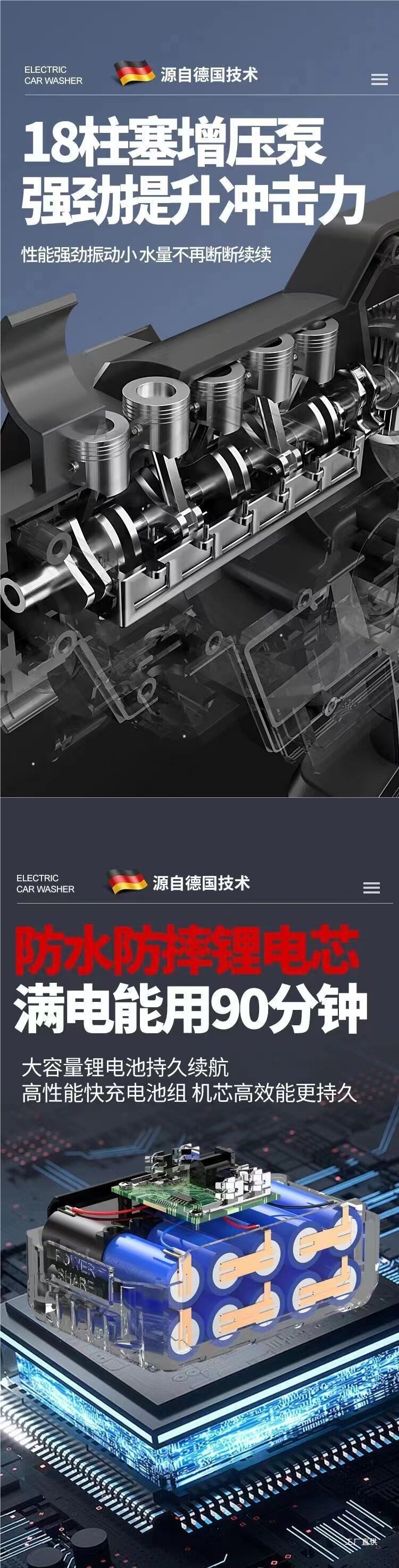 High-Pressure Car Wash Water Gun, Wireless Car Wash Machine, Household Portable Rechargeable High-Power Lithium Battery Water Pump Qingpei Hui