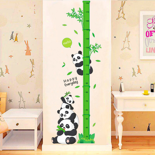 2024 Cute Cartoon Panda Height Measurement Wall Sticker for Kids' Room Classroom Decoration Shopping Mall Atmosphere Arrangement Height Sticker