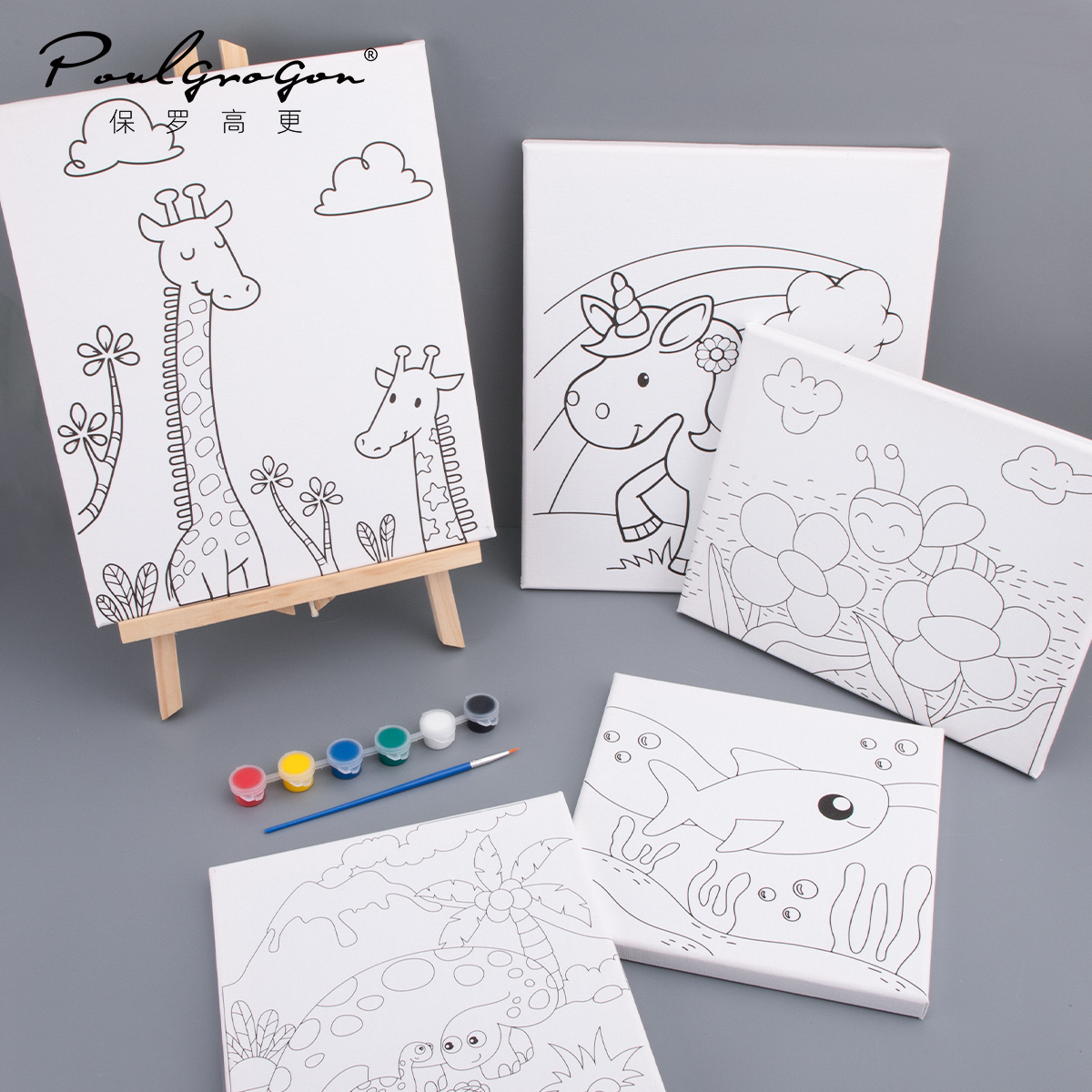 Marco de imagen Rompecabezas para niños Dibujos animados Animales Pintura de arte Graffiti Pintura acrílica de bricolaje Tablero de dibujo para colorear Pintura al óleo digital