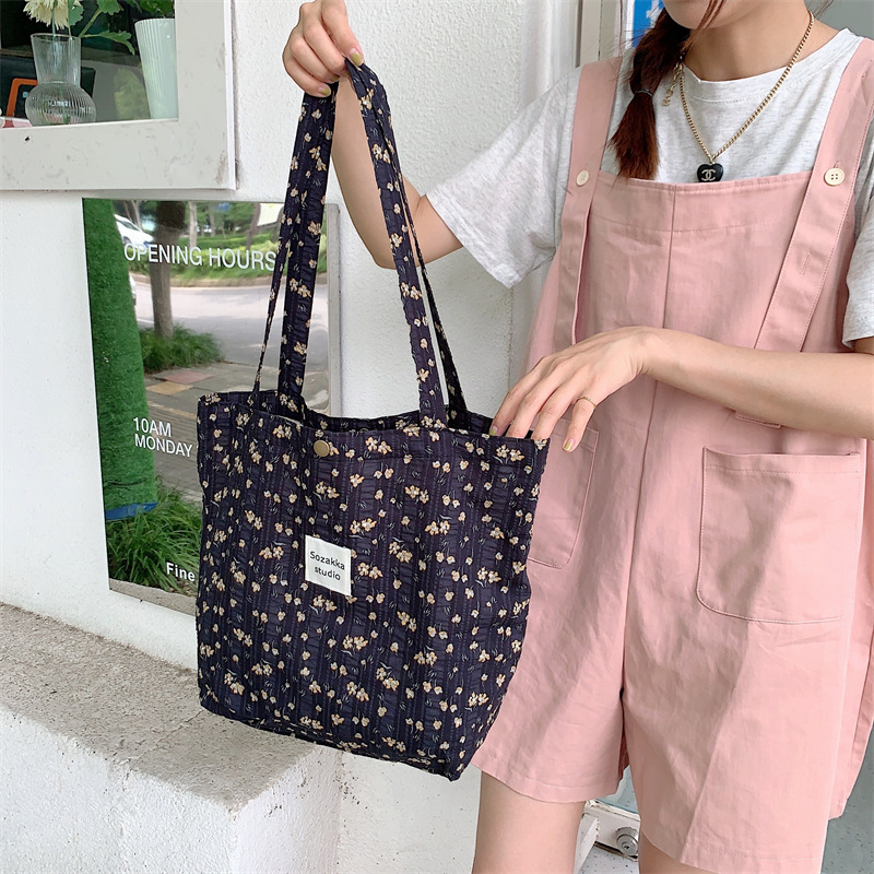 36251 Vintage floral canvas cosmetic bag, large-capacity handbag, women's single-shoulder crossbody bag, tote bag, underarm bag undefined