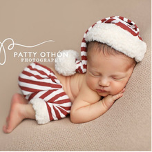 跨境新生儿圣诞 摄影服装 圣诞节婴儿衣服帽子影楼拍照针织男女童