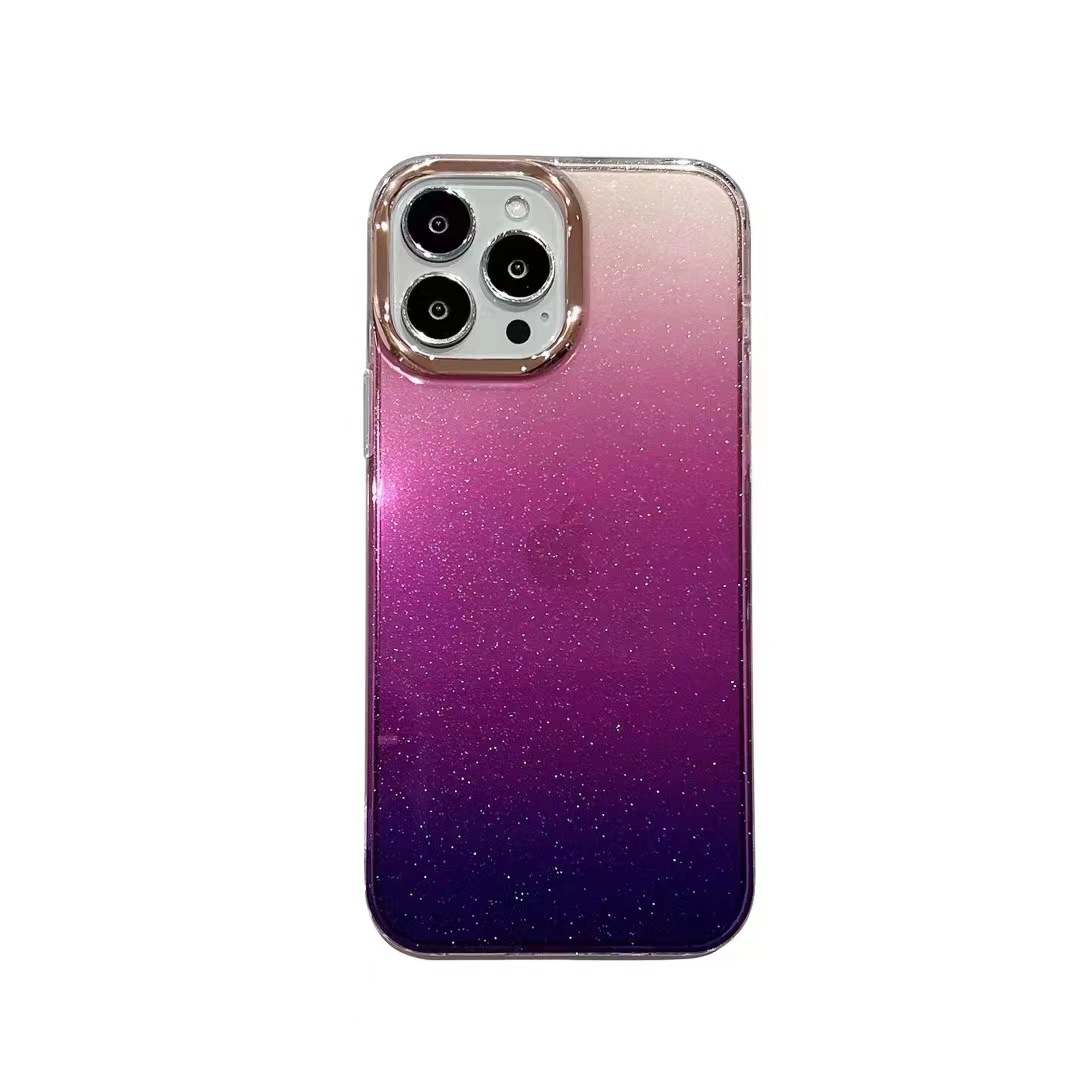 Funda para teléfono móvil Apple 17PROMAX de un solo color, funda protectora acrílica creativa con brillo degradado para iPhone 14/15