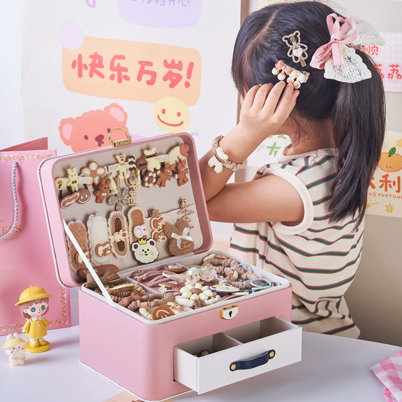 Детская шкатулка для драгоценностей Симпатичные аксессуары для волос для девочек Ящик для хранения костюма Головные уборы Заголовок Подарочная коробка на день рождения
