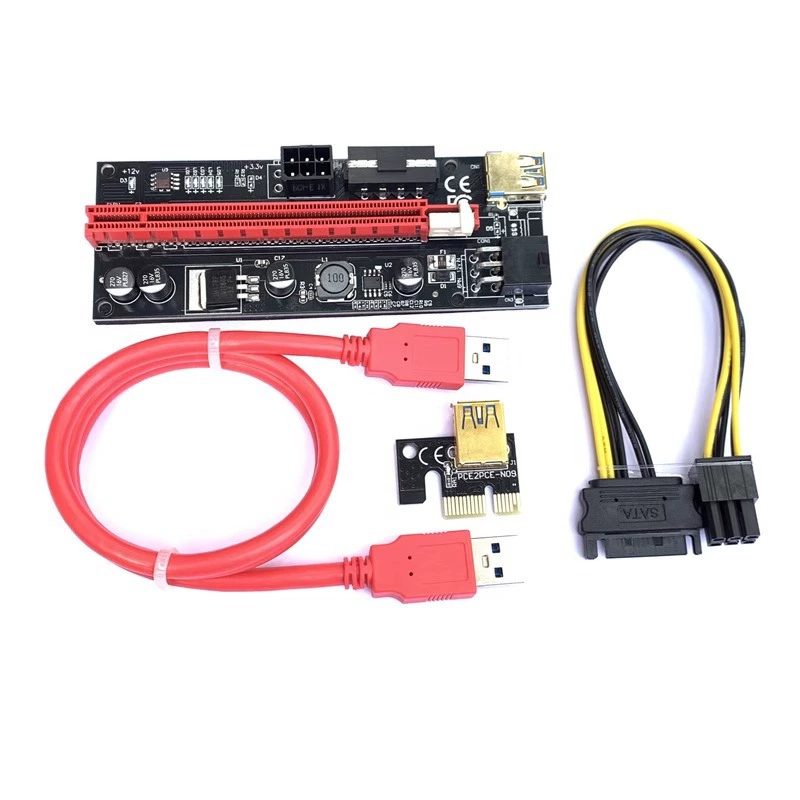 Кабель-удлинитель для видеокарты PCIEVER009SPLUS, адаптер PCI-E 1x→16x с 8 конденсаторами и питанием