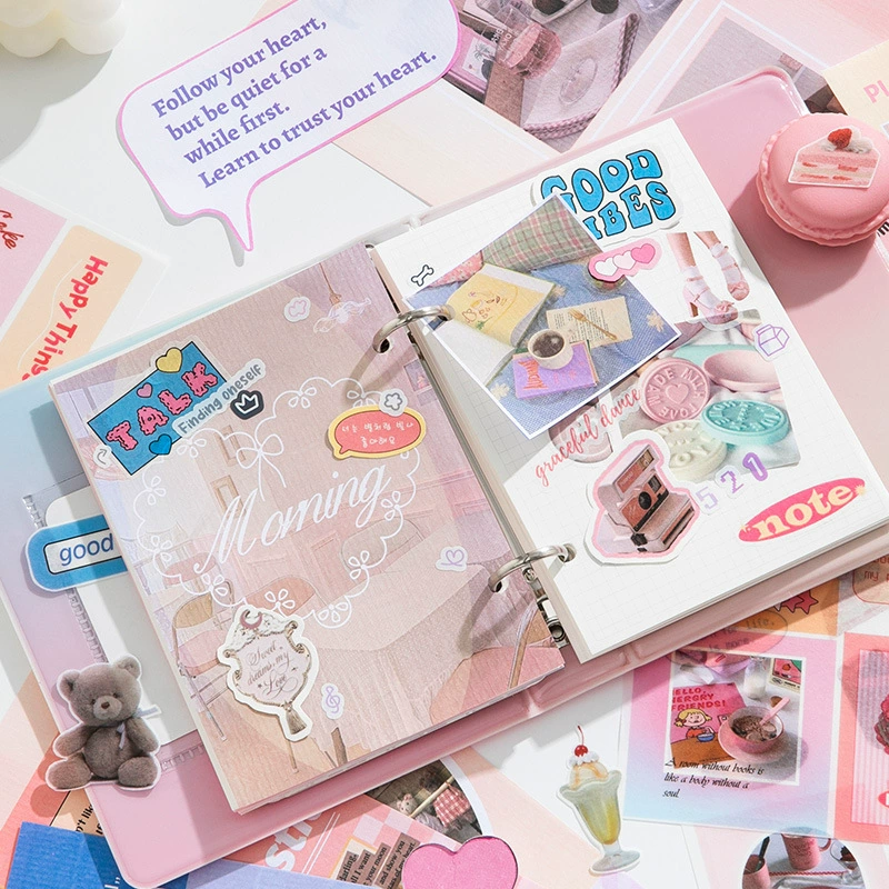 Наклейки Sticker Book Sweet Party, 50 шт. вырубные наклейки на бумаге и листы бумаги (розовая тема)