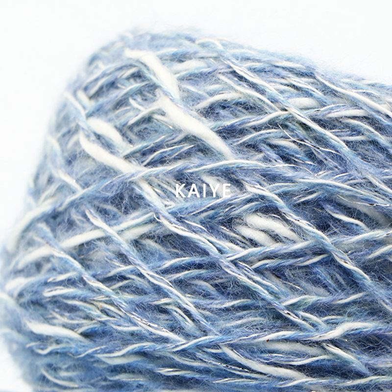 3.8支珍珠肚白芯大肚金丝弹力棉花式手混线毛线特种纱线小团批