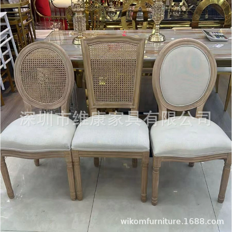 Американский деревянный обеденный стул из массива дерева, льняной ретро-стул для дома, стул для отеля, кафе, ресторана, французский дубовый обеденный стул