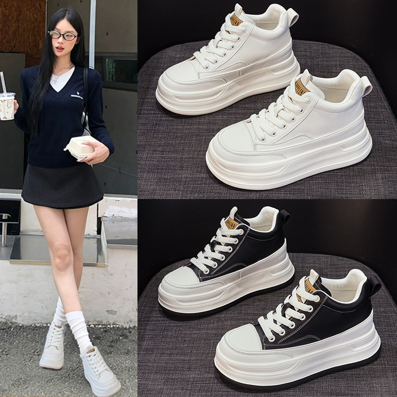 6cm High-Top White Shoes for Women, New Thick-Soled Inner Height-Increasing Sneakers, Versatile Fashionable Casual Women's Shoes