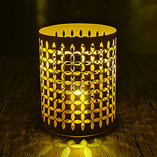 Export Foreign Trade Holiday Party Kraft Paper Lampshade Hollow Table Atmosphere Decoration Electronic Candle Lampshade Night Light