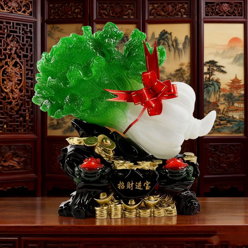 Bring in Wealth and Treasure Jade Cabbage Living Room Home Resin Ornaments Entrance Decoration Company Opening Business Gifts Wholesale