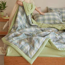 夏凉被纯棉全棉a类母婴级夏凉可机空调四件套床单床笠式春秋被子