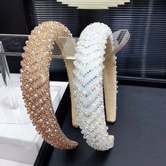 新款歐美跨境氣質水晶發箍高級超閃鑽海綿高顱頂頭箍發捆髮飾頭箍