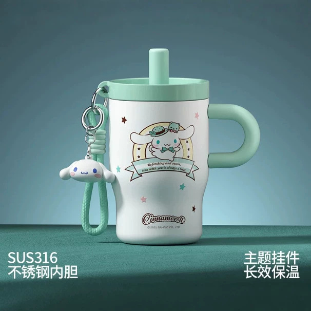 스테인리스 손잡이 빨대 보온 머그컵 500ml 사무실 선물용