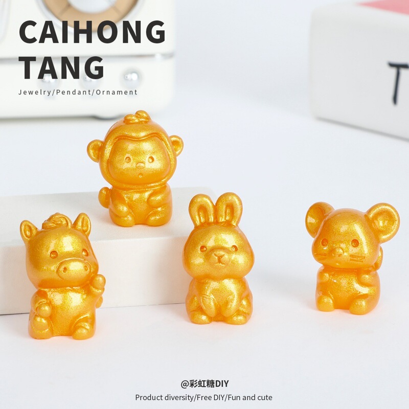 树脂微缩金色十二生肖动物饰品 卡通DIY办公桌面摆件饰品材料批发|undefined