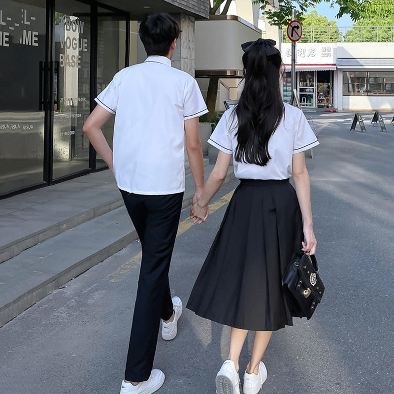 온라인 빨간 학생 부부 교복 반짝 반짝 반짝 반짝 같은 교복 한국 난촨 중학생 교복 재고