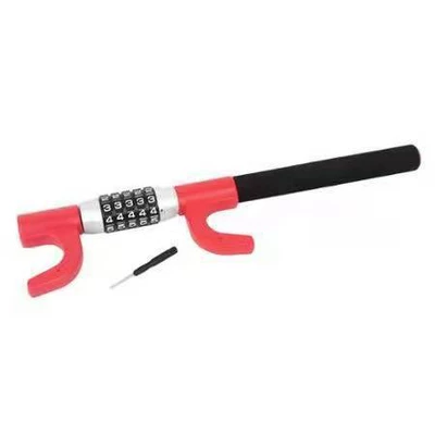 Car lock, adjustable telescopic security anti-theft lock - red-combination-lock