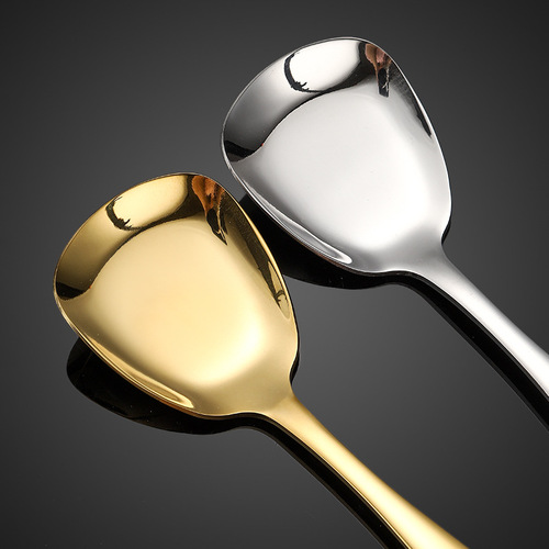 304 stainless steel square head flat bottom spoon, thickened Chinese ingot spoon, dessert spoon, student ice cream spoon
