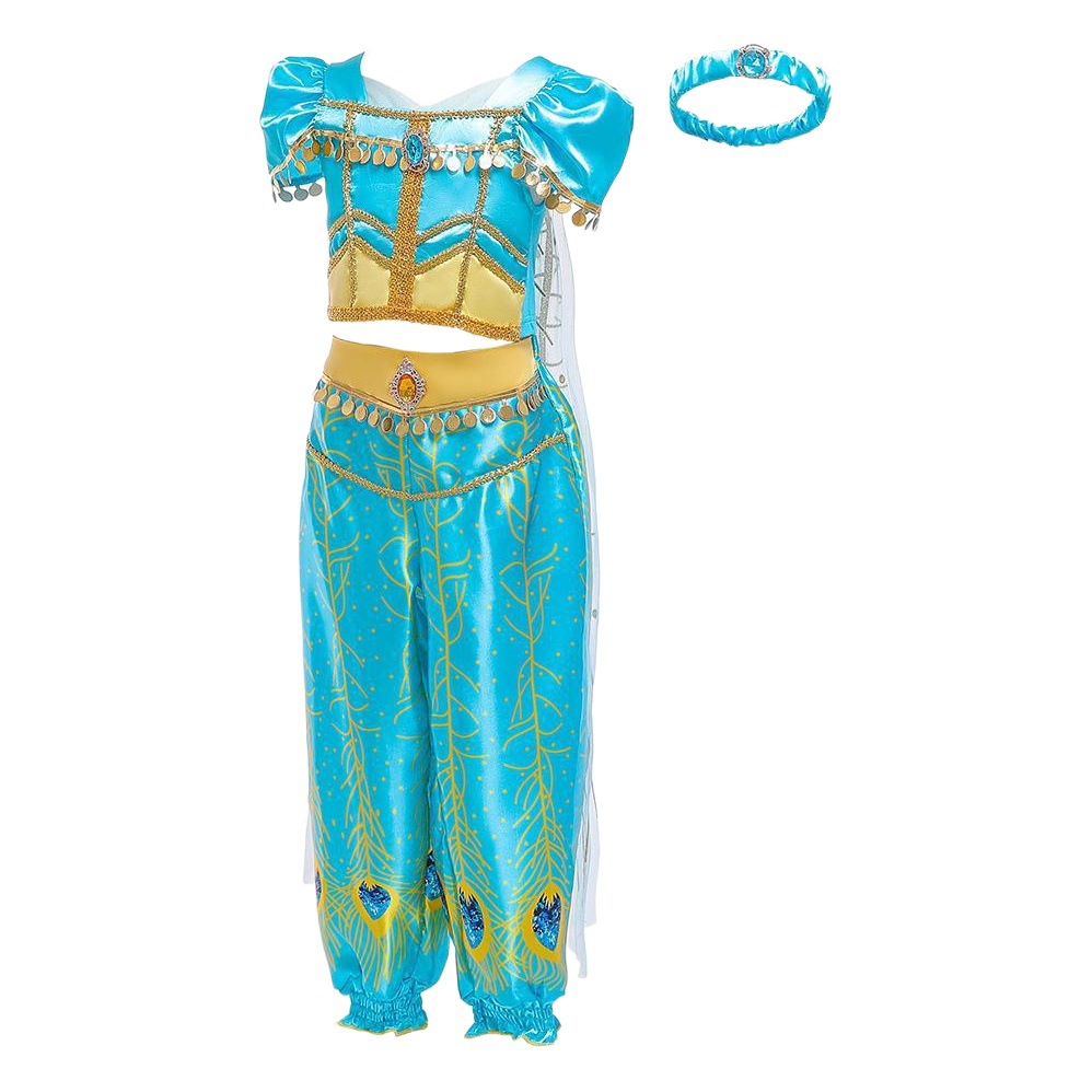 Traje de cosplay para niños europeos y americanos Halloween Aladin Jasmine Princess sequined Top + culottes 2-piece Set