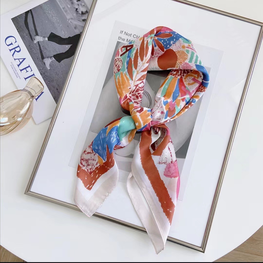 Primavera/verano coreana nueva seda de imitación 70 bufanda cuadrada protector para el cuello diadema bufanda decorativa con traje y camisa de estilo occidental