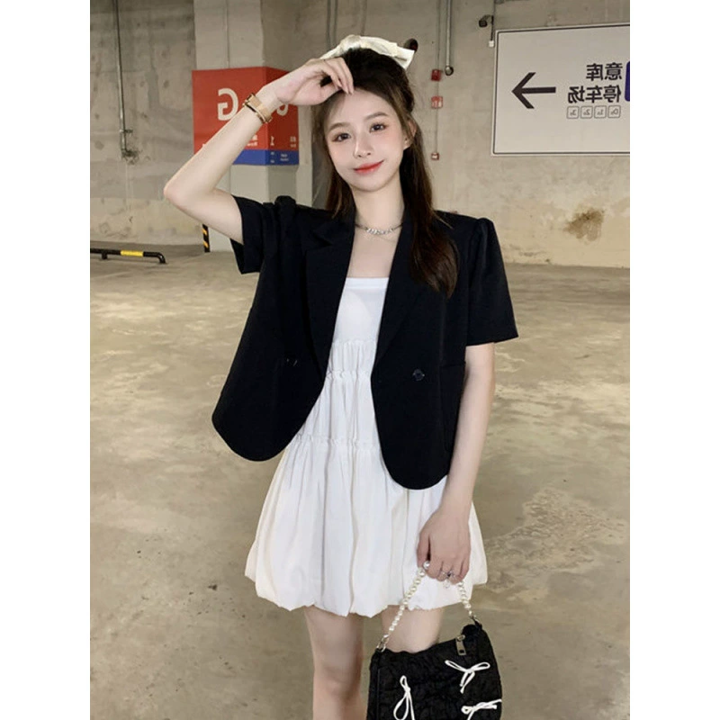 Summer classic suit jacket, shirt for leisure, thin T-shirt, with short sleeve