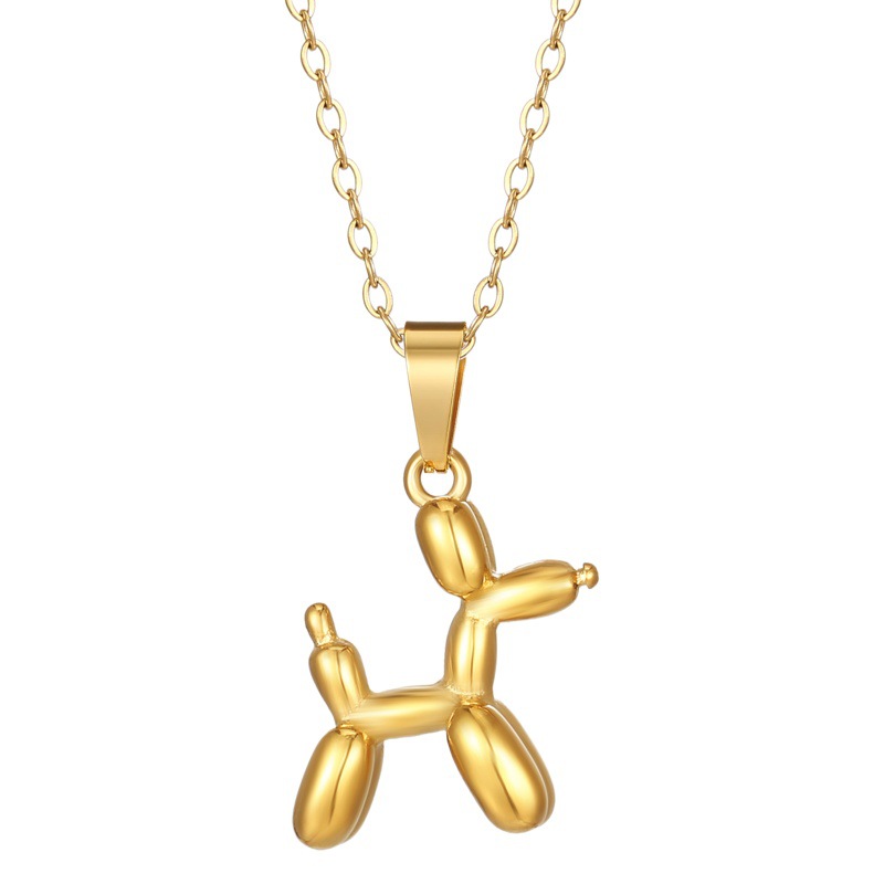 Estilo coreano elegante collar de acero de titanio no se desvanece hembra ins estilo nicho diseño cachorro patrón colgante Cadena de clavícula