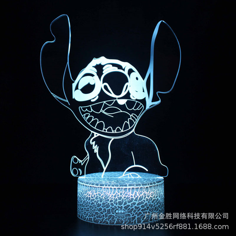 Stitch suministro transfronterizo 3D luz de la noche serie de dibujos animados creativo regalo del Día de San Valentín Lámpara decorativa dormitorio lámpara de mesa