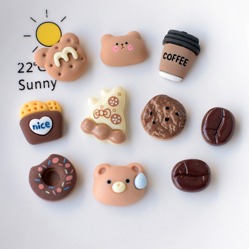 Biscuit donut coffee bear phone shell resin accessories diy material wholesale pj1280
