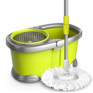 Rotating Water Absorbing Mop Bucket Set with Double Drive Mop Handle and Superfine Mesh Cloth for 1 Year Life