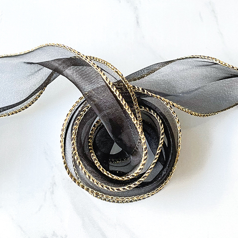 Fábrica en stock Venta caliente 4cm hilado curvado con flores material de embalaje de regalo con cinta de flores elegante hilo de cola de pescado