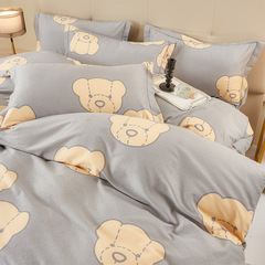 新款全棉加厚磨毛四件套純棉印花噴氣四件套廠家直供直播一件代發