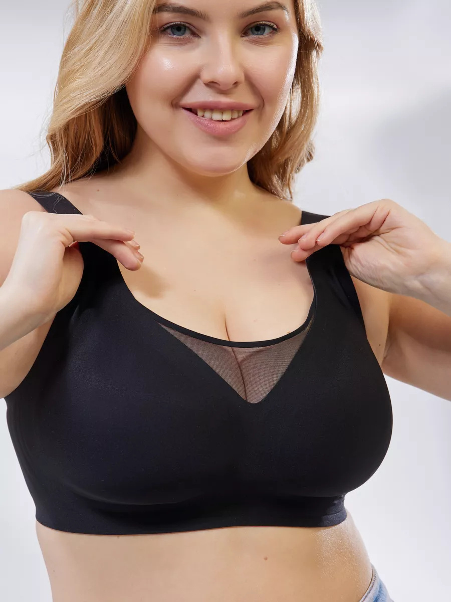 Wireless Shaping Bra For Large Breasts Anti-exposure Mesh Design_voghion.com